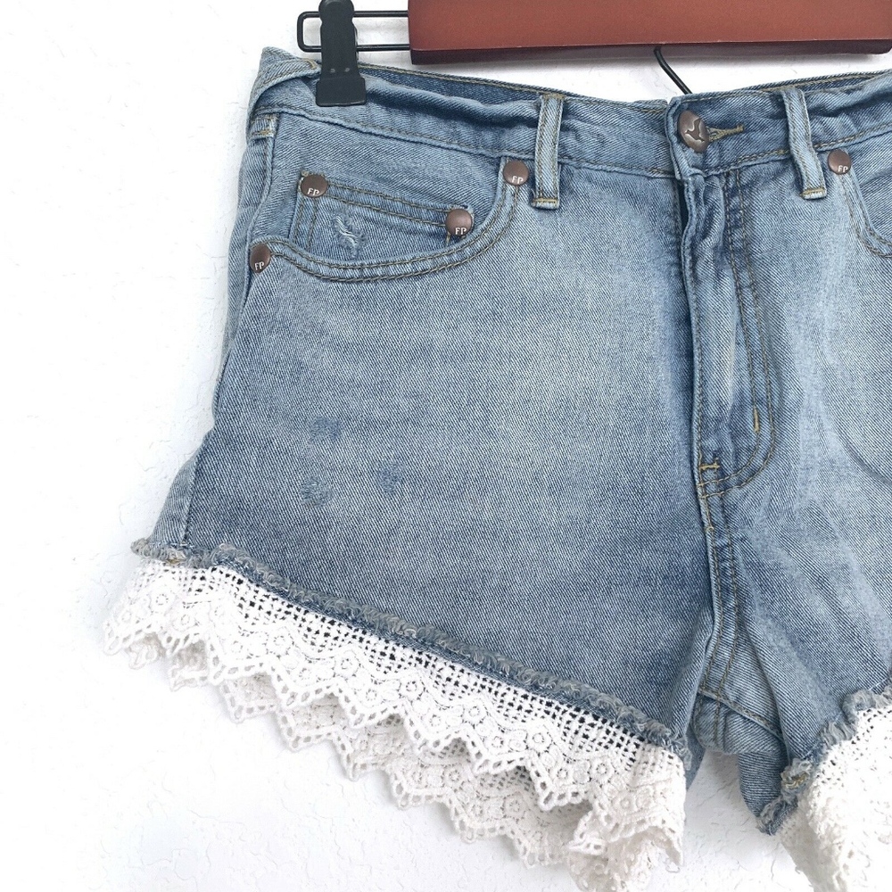 Free People Lacey Crochet Denim Shorts - Picture 3 of 8
